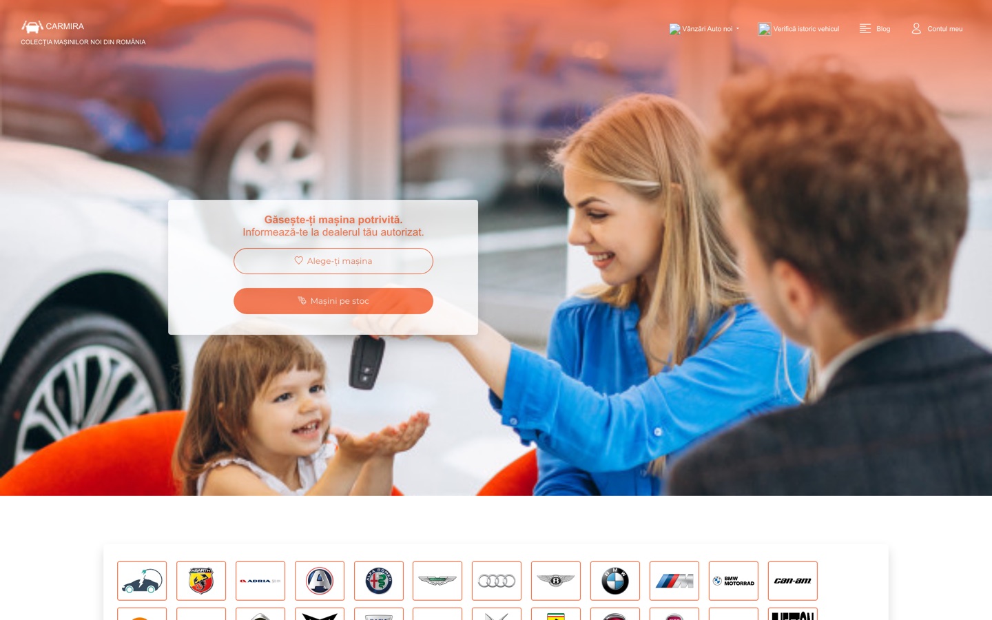 Carmira's home page: find the car, then the authorised dealer